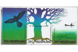 Nederland NVPH 1043-1045a Postfris (Strook van 3) Natuur en milieu (mulieustrook) 1974