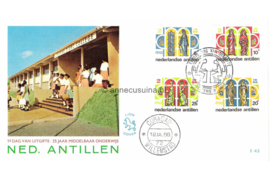 Nederlandse Antillen (Lion) NVPH E43 (E43L) Onbeschreven 1e Dag-enveloppe 25 jaar Middelbaar Onderwijs 1966