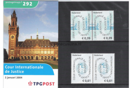 Nederland NVPH M292 (PZM292) Postfris Postzegelmapje Cour Internationale de Justice 2004