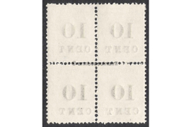 NVPH 31 Postfris FOTOLEVERING (10 cent op 20 cent) (Blokje van vier) Hulpuitgifte. Frankeerzegels der uitgifte 1873-1889, overdrukt in zwart 1898