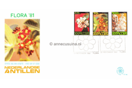 SPECIALITEIT! Nederlandse Antillen (Postdienst) NVPH E144 (E144PO-SPEC) Onbeschreven (MET PASKRUIS/RONDJE OP DE ACHTERZIJDE!) 1e Dag-enveloppe Flora 1981