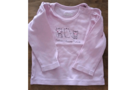 T-shirt lange mouw roze met kleine opdruk