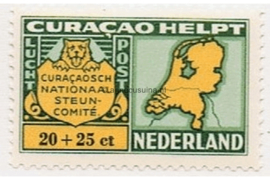 Curaçao NVPH LP55 Ongebruikt (20+25 cent) Curaçao Helpt. Landkaart van Nederland en inschrift Curaçao helpt Nederland. 1946