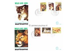 Republiek Suriname Zonnebloem E148 A en B Onbeschreven 1e Dag-enveloppe In het kader van het Wereld Natuur Fonds op 2 enveloppen 1991