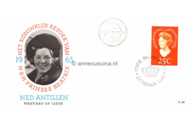 Nederlandse Antillen NVPH E34a Onbeschreven 1e Dag-enveloppe Bezoek Prinses Beatrix 1965