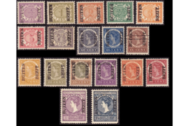 Nederlands Indië NVPH 81-98 Gestempeld Zegels der uitgifte 1902 / 3-1908, overdrukt in zwart met BUITEN BEZIT. 1908