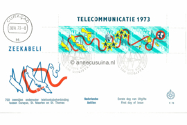 Nederlandse Antillen (Windroos) NVPH E78 (E78Wa) Onbeschreven 1e Dag-enveloppe Telecommunicatie. Nieuwe zeekabel. Blok 1973