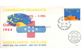 Nederlandse Antillen NVPH E32b (Uitgave met vlag en landkaart) Onbeschreven 1e Dag-enveloppe Caribische Raad 1964