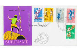 Suriname (Lion) NVPH E70 (E70La) Onbeschreven 1e Dag-enveloppe Kinderpostzegels 1969