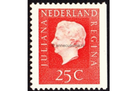 Nederland NVPH 939K Postfris Rechterzijde ongetand Fosforescerend papier (25 cent) Koningin Juliana ('Regina') rood, afkomstig uit boekje PB9F 1969