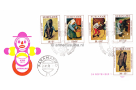 Suriname (Windroos) NVPH E87 (E87W) Onbeschreven 1e Dag-enveloppe Kinderpostzegels. Pieter Breughel 1971