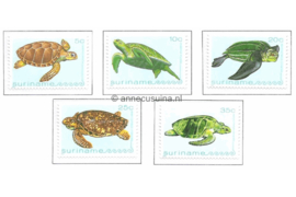 Republiek Suriname Zonnebloem 283-287 Postfris Schildpadden voorkomend in Suriname 1982
