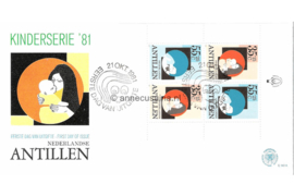 Nederlandse Antillen NVPH E143a (E143APO) Onbeschreven 1e Dag-enveloppe Blok Kinderzegels 1981