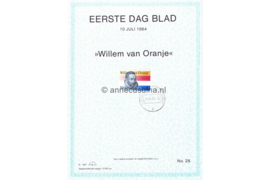 Nederland Huisman EDB28 (NVPH 1312) Eerstedagblad 400e sterfdag Willem van Oranje 1984