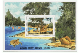 Nederlandse Antillen NVPH 925 Postfris Blok Kinderzegels, kind en natuur 1989
