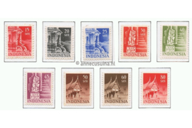 Indonesië Zonnebloem 24-32 / NVPH 374-382 Postfris Gebouwen / Tempels en Woningen 1949