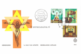 Nederlandse Antillen (Windroos) NVPH E60 (E60Wa/Uitgave verkeerd nummer E54) Onbeschreven 1e Dag-enveloppe Kerken en synagoge 1970
