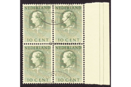 Nederland NVPH D34 Gestempeld (Met velrand Rechts) (10 cent) (Blokje van vier) COUR INTERNATIONALE DE JUSTICE 1951-1958