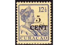 Curaçao NVPH 74 Gestempeld (Type I) Hulpzegel. Frankeerzegel van 12 1/2 cent der uitgifte 1915-1926, overdrukt in zwart 1918
