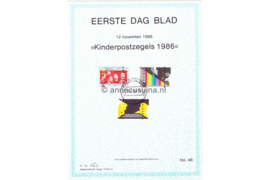 Nederland Huisman EDB48 (NVPH 1363-1365) Eerstedagblad Kinderzegels 1986