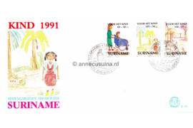 Republiek Suriname Zonnebloem E151 Onbeschreven 1e Dag-enveloppe Kinderzegels 1991