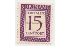 NVPH P52 Postfris (15 cent) Cijfer en waarde in rechthoek. Inschrift Suriname 1956
