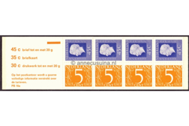 SPECIALITEIT! Nederland NVPH PB 16a Postfris Gom D1 Postzegelboekje 4 x 5ct cijfer v. Krimpen + 4 x 45ct Juliana Regina 1974