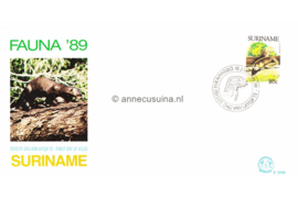 Republiek Suriname Zonnebloem E129 en E129 A Onbeschreven 1e Dag-enveloppe Surinaamse otters op 2 enveloppen  1989