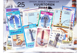 Importa Postzegelpakket VUURTORENS (25 verschillende zegels)