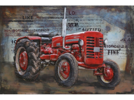 Metalen schilderij "De rode tractor" TBW000883