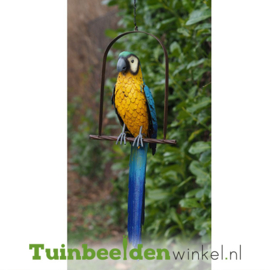 Metalen tuinbeeld figuur ''Blauw-gele papegaai'' TBW18270
