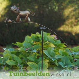 Metalen tuinbeeld figuur "Het kat en muis spel" TBW19564me