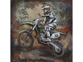 Metalen schilderij "De motorracer" TBW000751