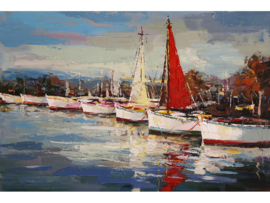 Boot schilderij "Boten in de haven" TBW3825sc
