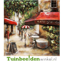 Metalen schilderij "Het kleine café" TBW000357