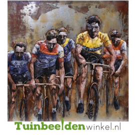 Metalen schilderij "De fanatieke wielrenners" TBW000753