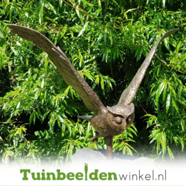 Beeld uil ''bronzen beeld uil op basalt sokkel'' TBW1252br