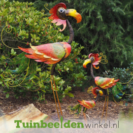 Metalen tuinbeeld figuur ''Kleurrijke flamingo's SET'' TBW16090-91-92 