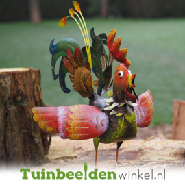 Metalen tuinbeeld ''De lollige haan'' TBW16045