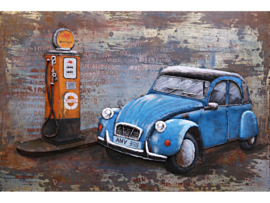 Auto schilderij "Tankende blauwe eend" TBW000897