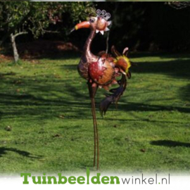 Metalen tuinbeeld figuur "De grote bordeaux vogel" MD16021