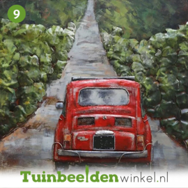 NR 9 | Metalen schilderij "De rode Fiat" TBW000889