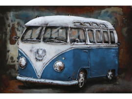 Metalen schilderij "Het blauwe volkswagenbusje" TBW000433