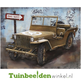 Metalen schilderij "De bruine Jeep" TBW000661