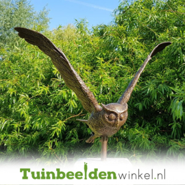 Beeld uil ''Tuinbeeld uil op hardsteen sokkel'' TBW1251br