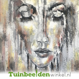 Abstract olieverf schilderij "Vrouwengezicht" TBW07377