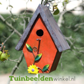 Metalen tuinbeeld figuur ''Het schattige vogelhuisje'' TBW16179