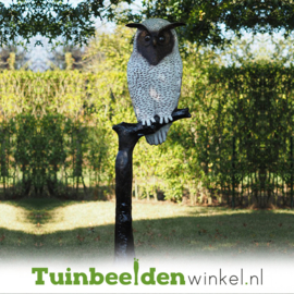 Bronzen beeld uil ''Witte uil op tak'' TBW57490