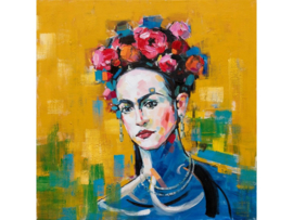Olieverf schilderij vrouw "Vrouw met bloemenkrans" TBW60046sc
