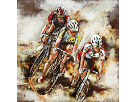 Metalen schilderij "De drie wielrenners" TBW000172